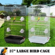 Zimtown 37" Large Bird Cage for Parrot, Cockatiel & Canary Black