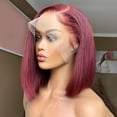 thumbnail image 3 of 99J Burgundy Short Bob Wig 13X4 Lace Front Wigs for Women Brazilian Human Hair Red Highlighted Colored Lace Frontal Wig 10inch, 3 of 6