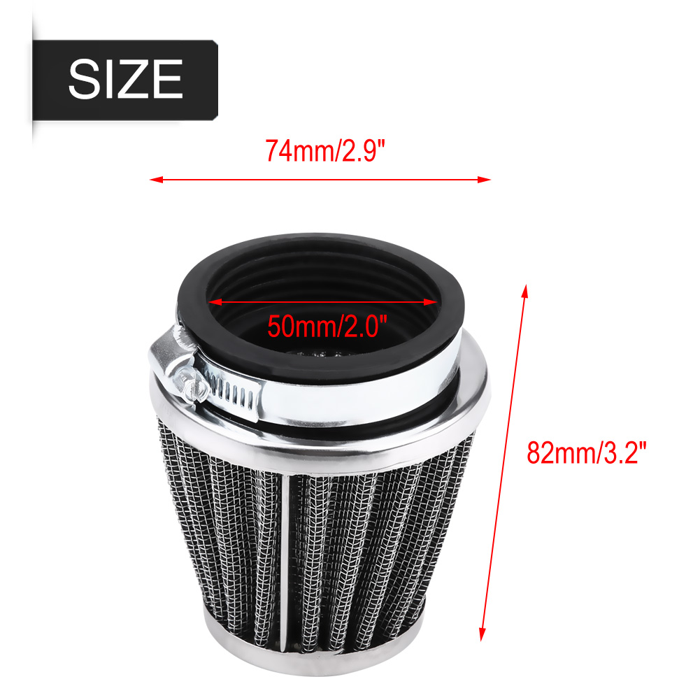 Motorcycle Air Intake Filter Universal Motorcycle Motorbike Air Intake Flow Filter Cleaner with 42//48//50//60mm engine inlet 48MM