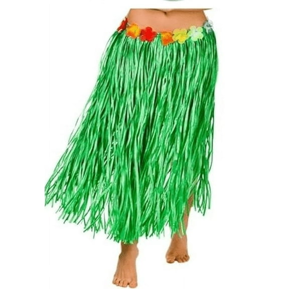 Adult Green Hula Skirt with Flowers