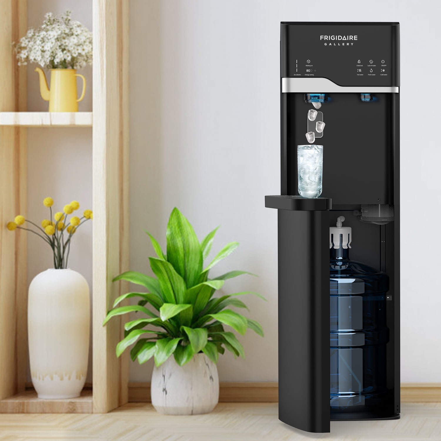 Frigidaire Gallery 3-in-1 Bottom Load Hot & Cold Water Cooler with Built-in Bullet Ice Maker, Digital Control Panel, Fast Ice Production