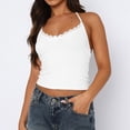thumbnail image 2 of DHFJKG Lace Trim Camisole For Women Halter Crop Tank Tops Summer Scoop Neck Going Out Slim Fit Fashion Clothes Stylish Top, 2 of 9