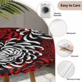 thumbnail image 5 of Red Grey Chrysanthemum Round Fitted Tablecloth with Elastic Edge, Waterproof Table Cloth Table Cover for 36"-44" Tables, Farmhouse Botanical Floral Modern Tablecloths for Dining Picnic Indoor Outdoor, 5 of 9