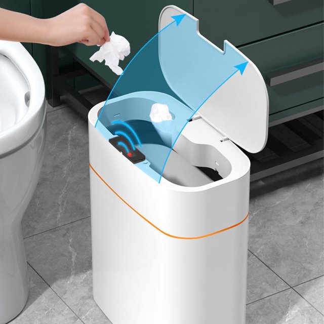 Smart Sensor Trash Can IPX5 Waterproof Automatic Induction Smart Trash Can for Bathroom Garbage Bin Dustbin Rubbish Waste Bucket Living Room White