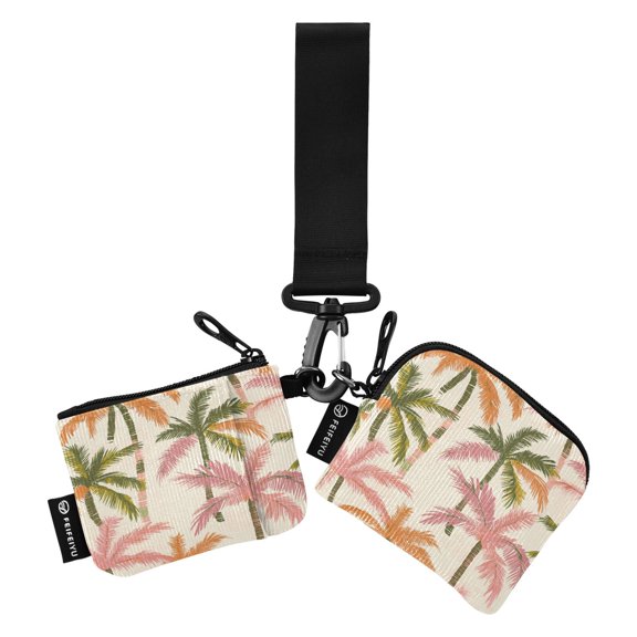 Portable Coin Purse Two 4.13x4.13 Iinches 4.13x3.5 Inches Wrist Coin Purse Keys Coin Purse Portable Women's Purse Pink Tree