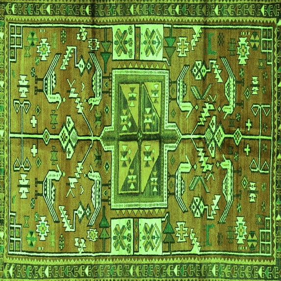 Ahgly Company Indoor Square Animal Green Traditional Area Rugs, 8' Square