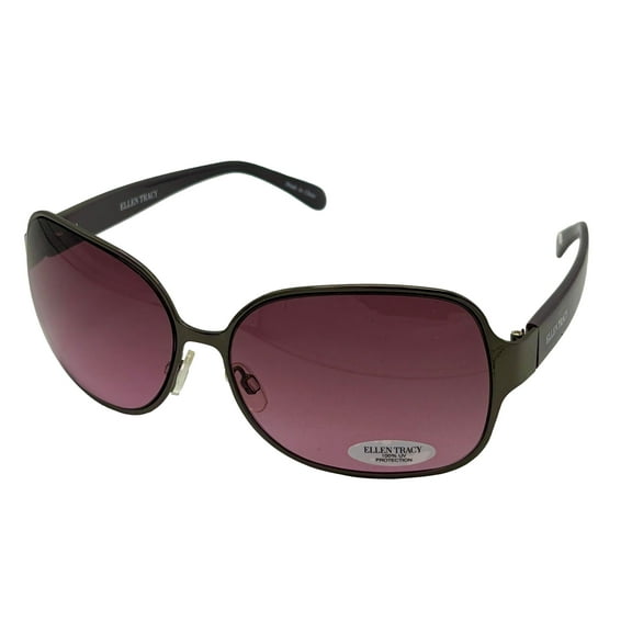 Ellen Tracy Womens Silver Rectangle Metal Sunglass, Gradient Lens ET509. 2