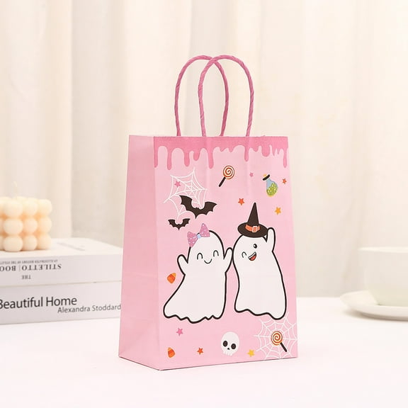 Halloween Party Favors Bags with Handle, Halloween Paper Gift Bag, Trick or Treat Gift Bags, Wrapping Halloween Goodie Candy Bag Decor Supplies, 1 Pcs, 5.91x3.15x 8.97"