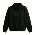 thumbnail image 4 of VEKDONE Womens Turtleneck Sweatshirt Fall Drop Shoulder Long Sleeve Sweatshirt Trendy Loose Fit Lightweight Pullover Tops Solid Color Casual Shirts Black XXL, 4 of 6