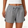 thumbnail image 3 of Tumotour Summer Board Shorts for Women'S Checkered Double Pocket Wide-Leg Shorts Loose Sporty Elasticated Side Pocket Drawstring Elastic Waist Shorts Athletic Workout Shorts, 3 of 8