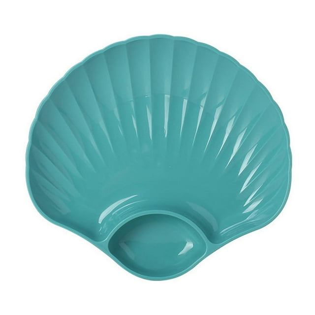 Ohufall 7.1x7.5 Inch Shell Shaped Reusable Lightweight Plastic Plates Dishwasher Microwave Safe Dinner Plates Serving Platters For Kitchen Camping