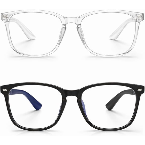 2 Pack Blue Light Glasses for Women Men Square Frame Computer Gaming Office Screen Use