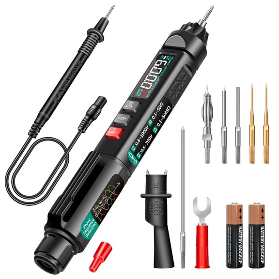 A3007Pen Type Digital Multimeter AC/DC Voltage Tester 6000 Counts Intelligent Professional Current Meter Non-Contact Voltmeter Sensor Pen Test with Resistance Continuity Capacitance Diode Live Wire