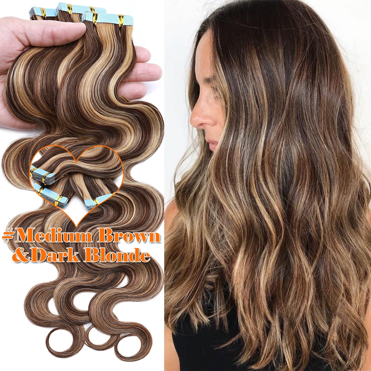 SEGO Curly Tape in Hair Extensions 100% Real Remy Human Hair Long Silky Thick Hair Gold Hair Acessories Black/Blonde/Gray/White Hair