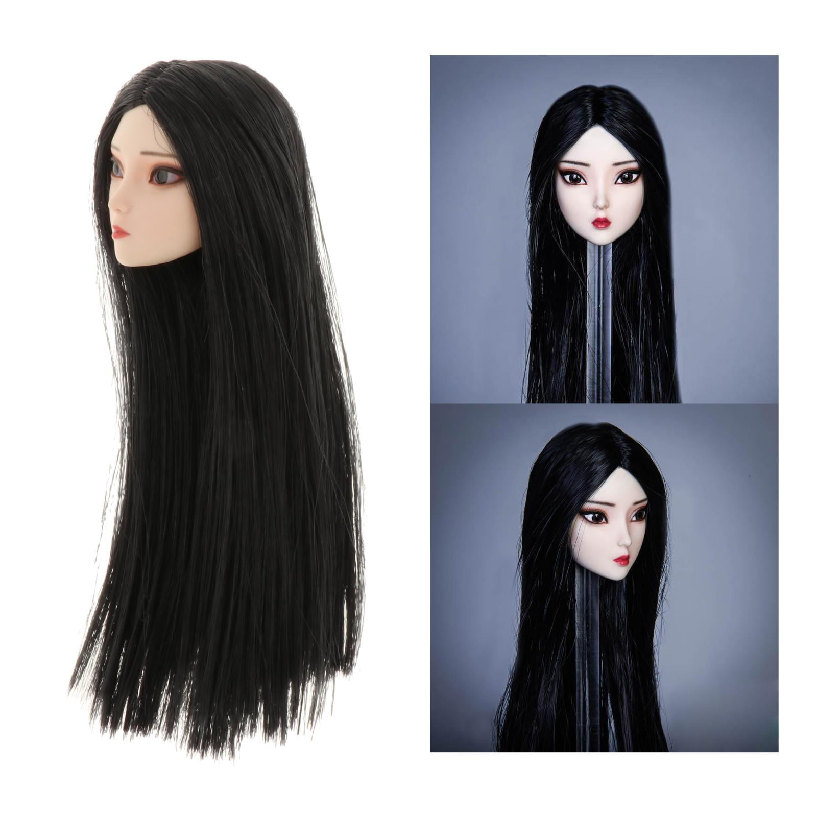 1/6 Asian Female Soldiers Head Sculpture Black Long Hair for 12 Inch Figures 