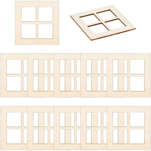 20pc Mini Wood Dollhouse Window Furniture Accessories for Miniature Living Room Square Beige 70x70x3.5mm