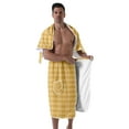thumbnail image 4 of Colevkie 2 Pcs Men's Quick Drying Bath Skirt & Towel Soft Lightweight Beach Towel Shower Skirt for Spa Sauna Bathroom Absorbent Comfortable Printed Plaids Pattern, 4 of 7