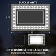 thumbnail image 3 of SIXHOME 9'x12' Feet Waterproof Outdoor Rug with LED Strip Lights - Reversible Black & White Plastic Patio Mat, Non-Slip Durable Moroccan Geometric Design for Camping, RV, Balcony, Porch, Picnic, 3 of 7