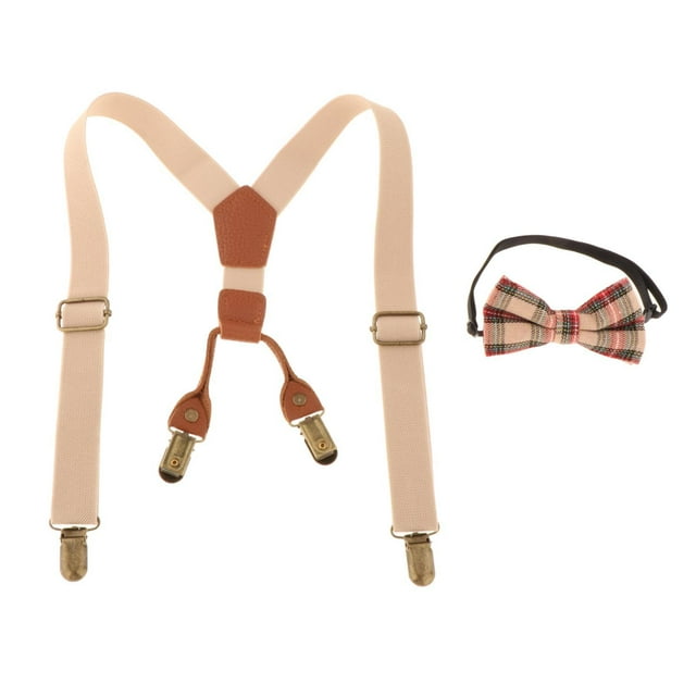 para y pajarita Set Clips fuertes Correas elásticas 1 Pantalones anchos para Niñas , beige Hugo tirantes para niños