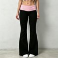 thumbnail image 2 of DHFJKG Women's Flare Leggings Low Rise Fold-Over Stretch Bell Bottom Yoga Pants, 2 of 4