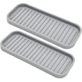 thumbnail image 1 of Soporte de silicona para esponja, organizador para fregadero de cocina, bandeja, dispensador de jabón, estropajo, soporte para cuchara, accesorios para lavar platos, paquete de 2, gris claro, 1 of 5