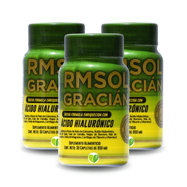 RMSOL GRACIÁN Ácido Hialurónico Presentación 3 Pack | 90 Cápsulas, 30 Cápsulas de 850mg en cada Envase