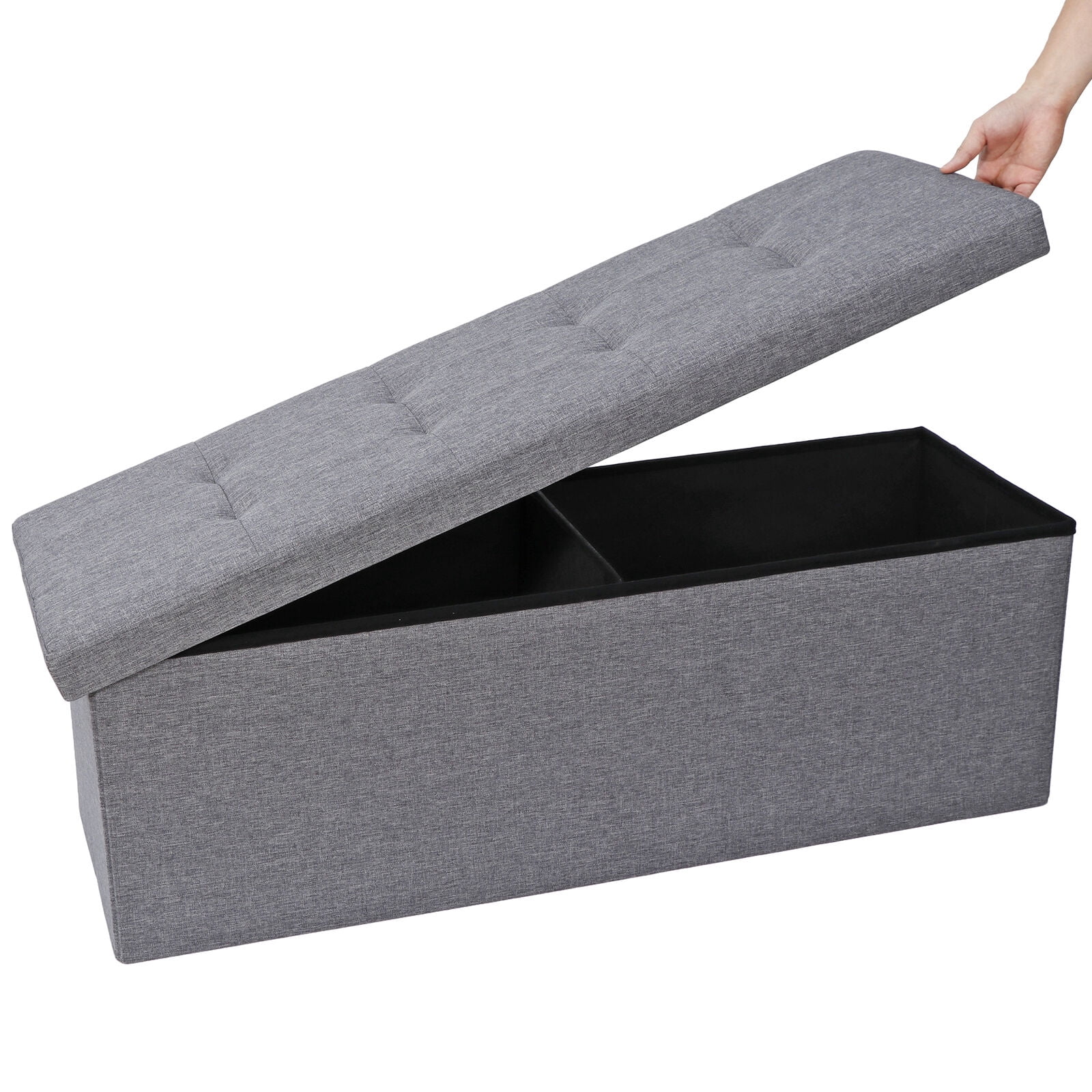 ZENSTYLE Storage Ottoman Bench Folding Chest Foot Rest Stool, Gray