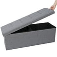 thumbnail image 4 of ZENSTYLE Storage Ottoman Bench Folding Chest Foot Rest Stool, Gray, 4 of 11