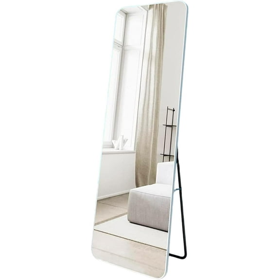 Espejo de Piso Cuerpo Completo Bluelander con Soporte y Marco de Aluminio, Espejo Rectangular 160 x 50 cm, Bluelander