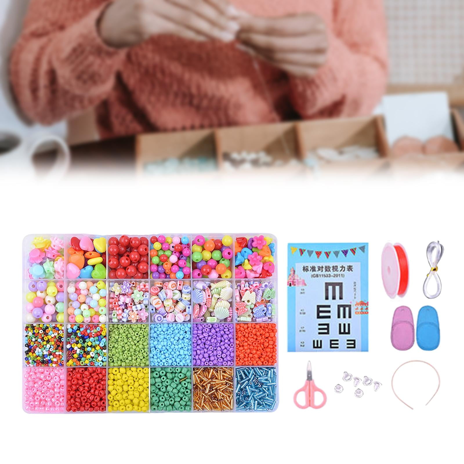 FVDPWYE Colorful Beads Loose Elastic Wire Letter Beads Square Beads Round Bead for Craft Style B