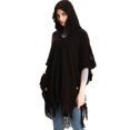 thumbnail image 3 of SWSMCLT Women's Poncho Sweater Soft Ladies High Low Hooded Cape Batwing Sleeve Knit Top Crochet Wrap & Shawl Thermal Fringe Cozy Long Mexican Blanket Hoodie Black One Size, 3 of 4