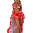 thumbnail image 4 of Coduop Women 3 Piece Swimsuits,Halter Triangle Bikini Set Bathing Suit with Cover Up Kimono, 4 of 8