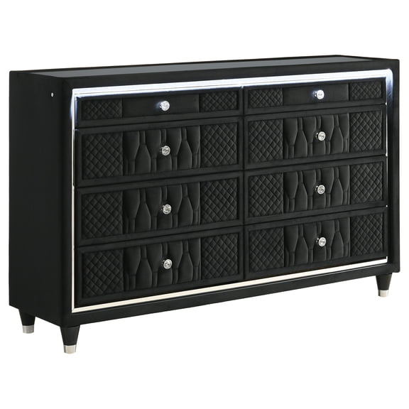 Coaster Lorient 8-Drawer LED Bedroom Dresser Cabinet, Black
