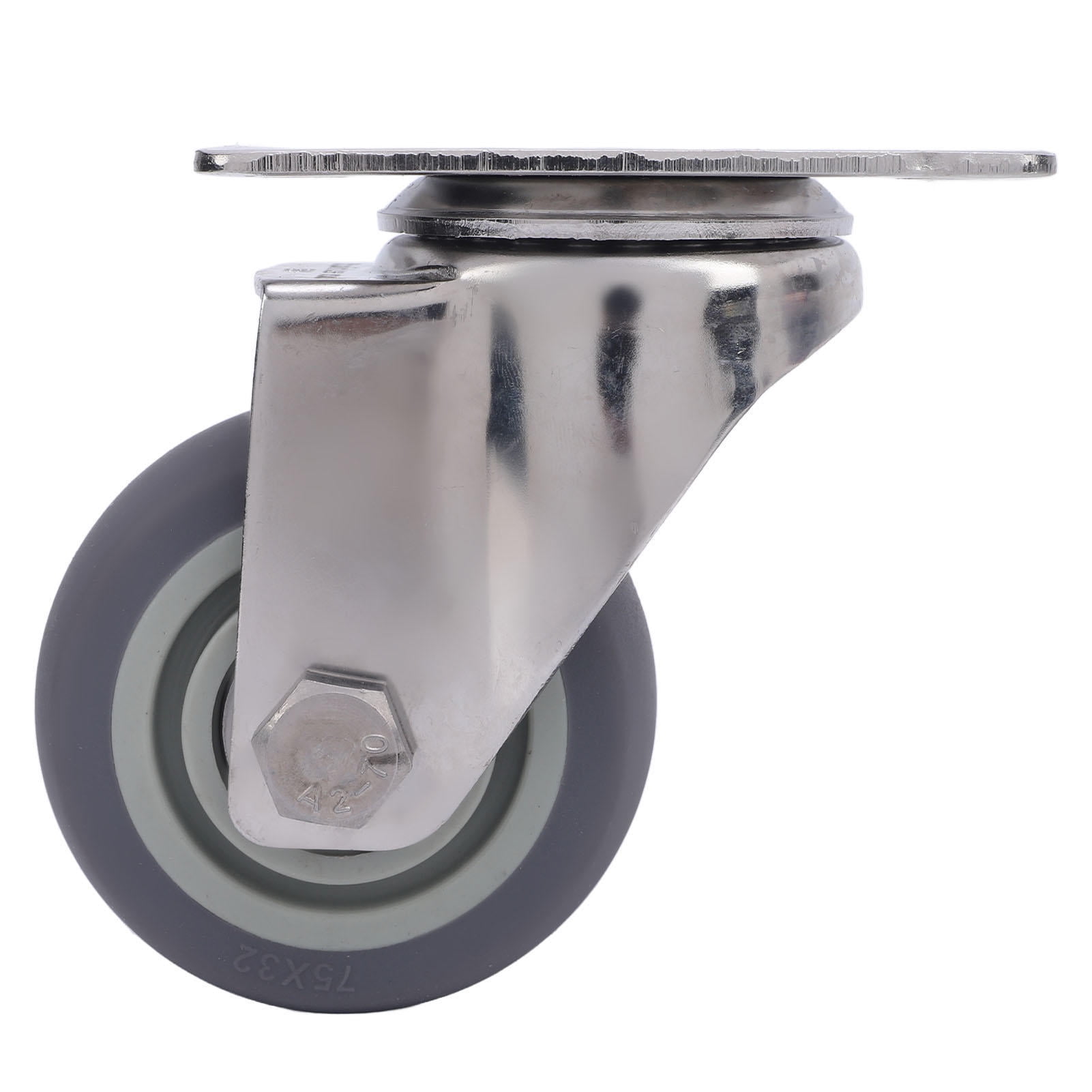 YAHHU 3" Inch 304 Stainless Steel Universal Caster with TPR Quiet Wheel, 60kg Load, 360° Rotation, Ideal for Cart, Furniture, Workbench