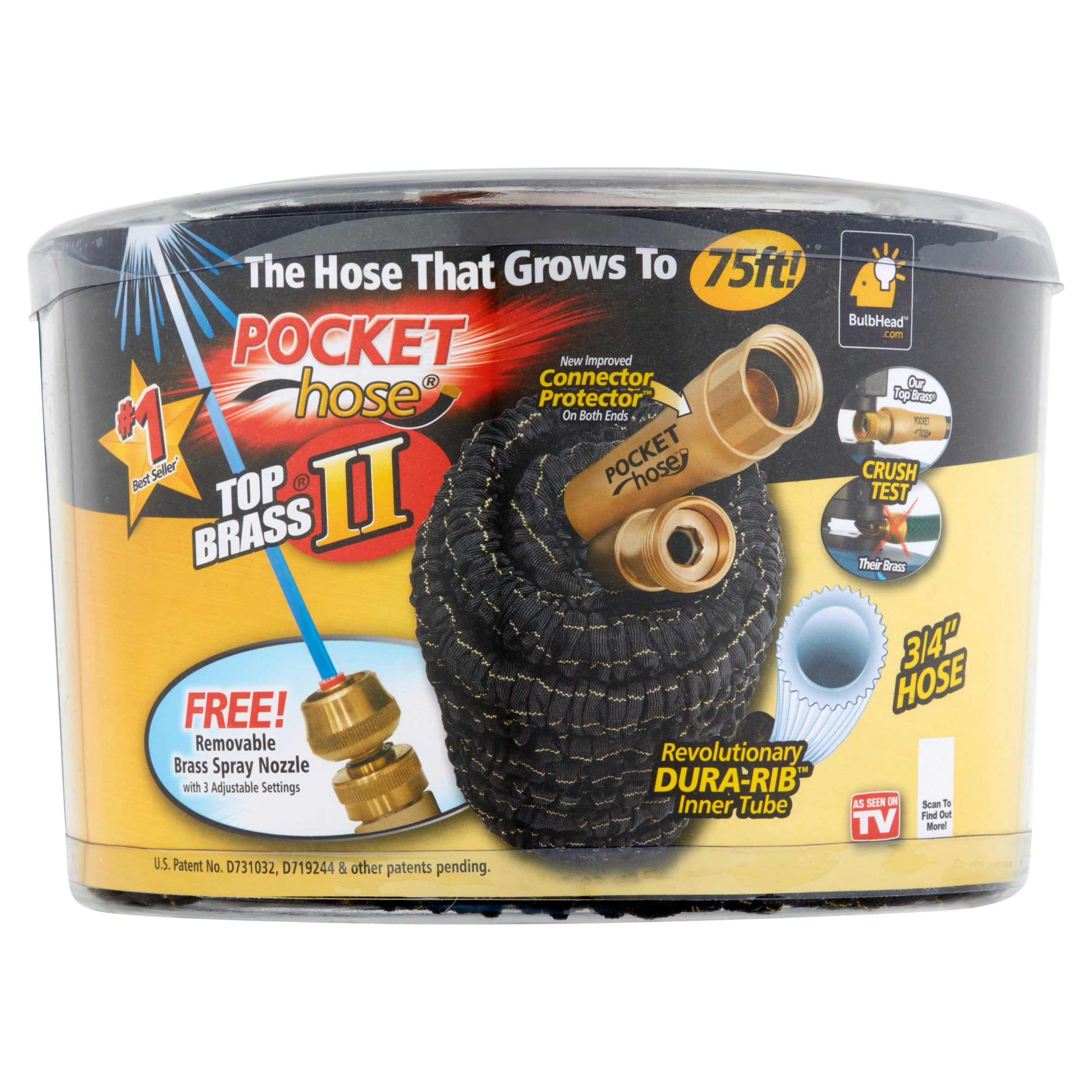 Pocket Hose Top Brass, 75'!