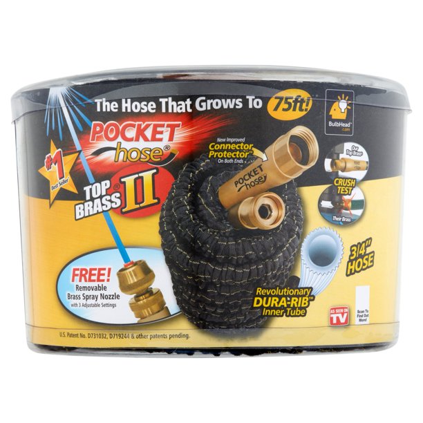 Pocket Hose Top Brass, 75'!