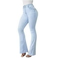 thumbnail image 2 of Levmjia Jeans for Women Plus Size Pants Women Fashion Leisure Pocket Button Trousers Slightly Flared Pants Denim, 2 of 6