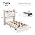 thumbnail image 2 of SIBEDS LED Bed Frame with Storage Drawer and Galaxy Star Projector White Upholstered Black Tufted Wingback Headboard, Twin, 2 of 8