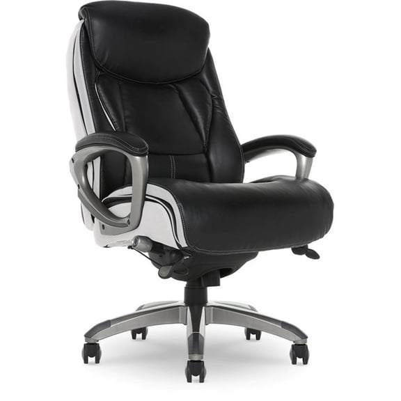 Scranton & Co Traditional Faux Leather Executive Office Chair in Black/White