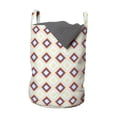 thumbnail image 1 of Tribal Laundry Bag, Oriental Style Ornamental Pattern Patchwork Inspired Look Repetitive Art, Basket with Handles Drawstring Closure for Laundromats, 13" x 19", Cream Pale Sky Blue, by Ambesonne, 1 of 4