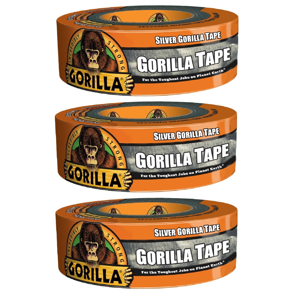 Gorilla Duct Tape Double Thick Adhesive 1.88 in x 30 yd Silver, 3 Pack