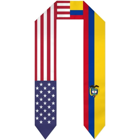 Colombia Mix USA United States Flag Graduation Stole For International Student Stole Pride Cheers Shawls