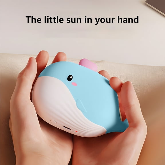 Djunllk Hand Warmers Rechargeable - Cute Whale-Shaped Portable Electric Hand Warmers, USB Charging, Winter Heated Hand Warmers