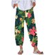 thumbnail image 1 of ICHUANYI Clearance Women's Fashion Casual Linen Printed Striped Cropped Trousers Splicing Straight Leg Pants Pencil Pants(Green, XL) ICHUANYI WER2023080812278, 1 of 6