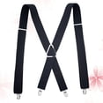 thumbnail image 2 of 1 Pce Bretelles pour Hommes en Forme de X Larges, Ajustables et Élastiques, Sangle de Pantalon Robuste avec 4 Pinces Solides pour Homme (Noir), 2 of 7