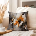 thumbnail image 3 of Ethan Taylor Floral Throw Pillow Soft Cushion Cover 'Orange Flower Flowers' Modern Pattern Decorative Square Accent Pillow Case, 20x20 Inches, Orange, Gray, 3 of 5