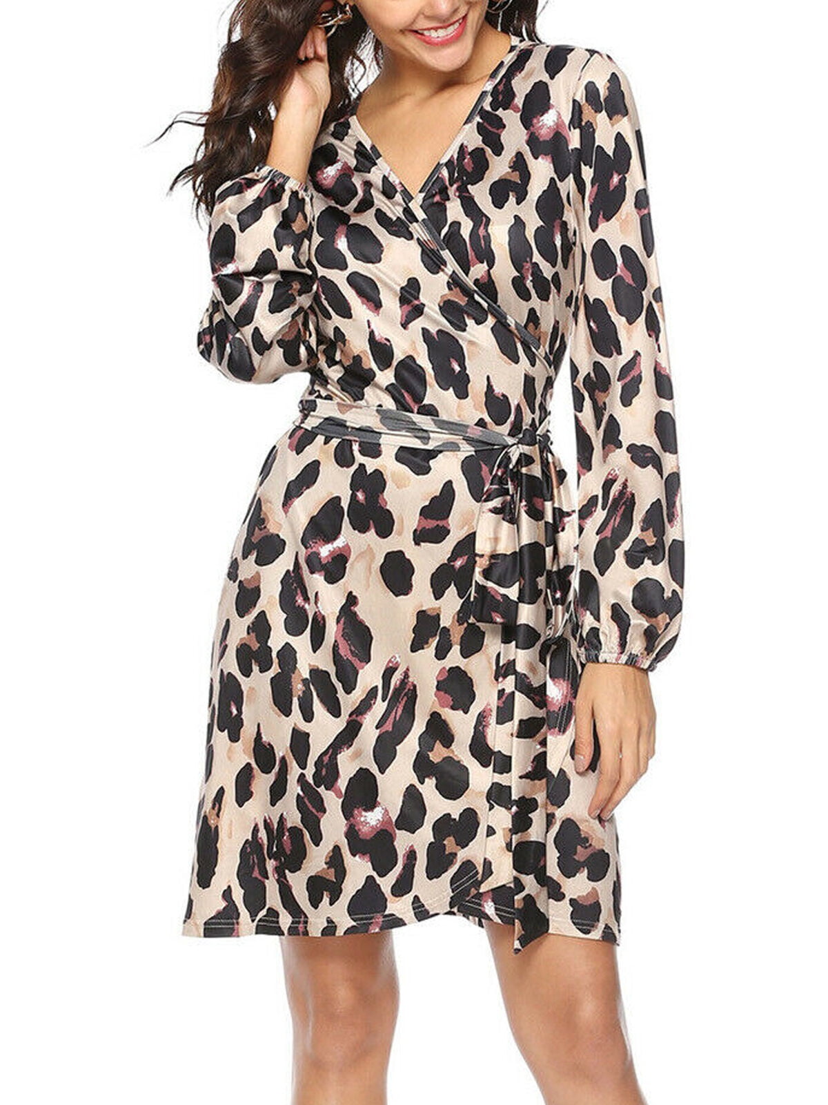womens leopard print midi dress