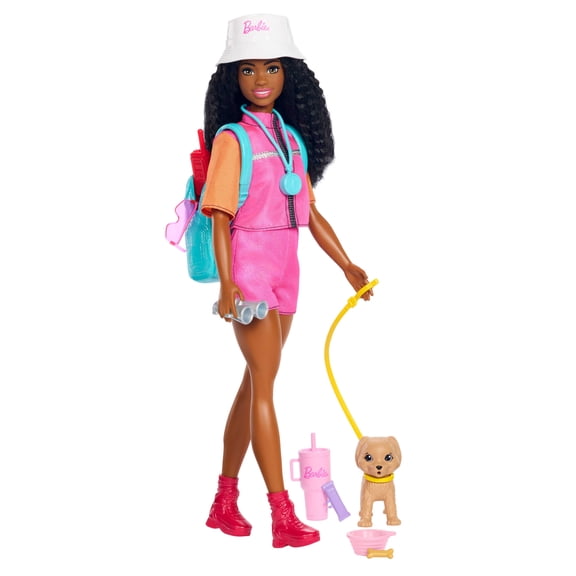 Barbie “Brooklyn” Outdoor Adventures Fashion Doll with 10 Camping-Themed Accessories Including Pet