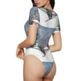 thumbnail image 3 of Balery Watercolor Winter Landscape For Christmas Women's Short Sleevee Crew Neck Bodysuit Tops Short Sleeve Tops Basic-Medium, 3 of 9