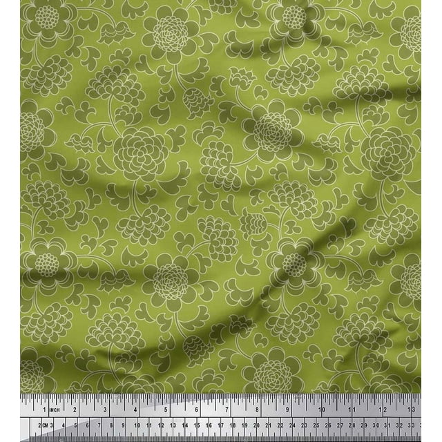 Soimoi Cotton Poplin Fabric Flower Artistic Print Fabric by Yard 42 Inch Wide